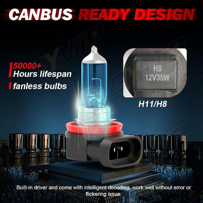 Upgraded Halogen Headlight Bulbs for Nissan Sentra 2004 2005 2006 2007 2008 2009 2010 2011 2012, High Low Beams and Fog Lights Headlamp Combo, 5500K Warm White, 300% Brightness, Plug n Play, 4-Pack