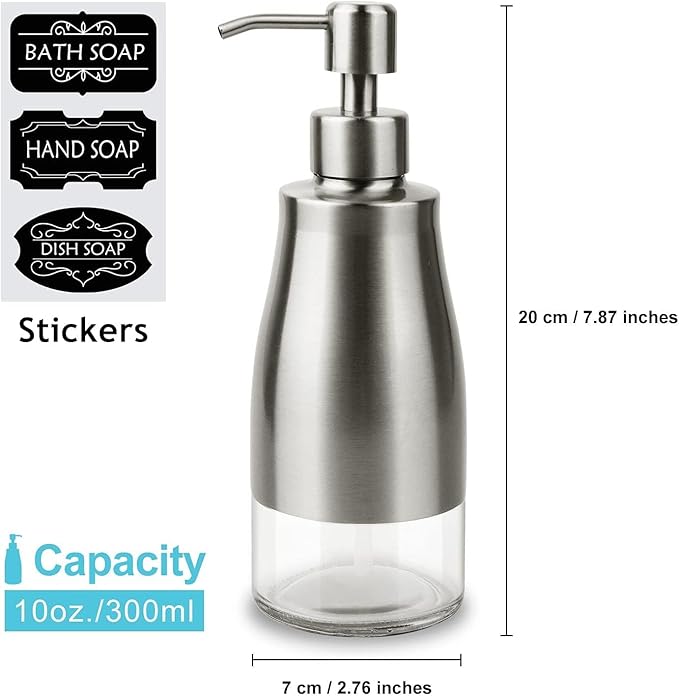 AUMIO Soap Dispenser with Non-Slip Silicone Pad, 2 Pack Kitchen Dish Refillable