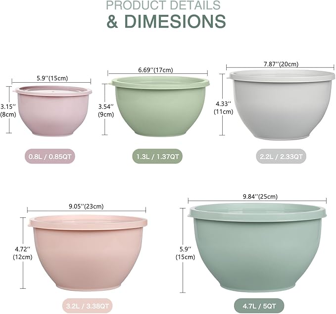 Greentainer Plastic Mixing Bowls