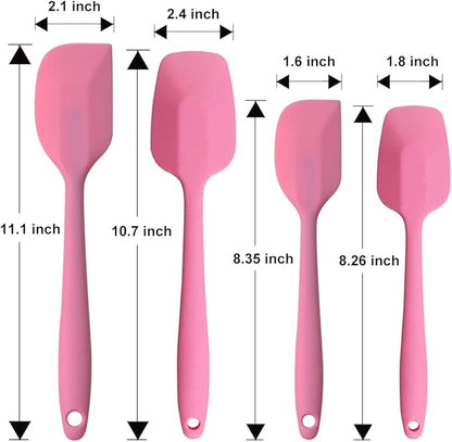 Silicone Spatulas Set, Rubber Spoon Spatula Heat Resistant Spoonula One Piece Design Seamless Spatula Non-Stick Scrapers Baking Mixing Tool (Pink)
