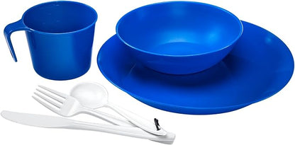 1-Person Camping Dish Table Set, Washable/Reusable Polypropylene Dinnerware Set for Camping and Outdoor Dining by Caddis Sports