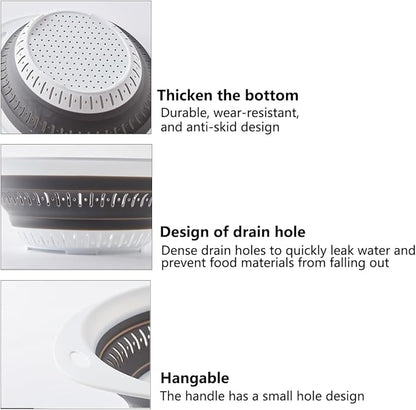 LogFaadCoi 3 Pcs Collapsible Colander and Strainer, Silicone Strainer Colanders