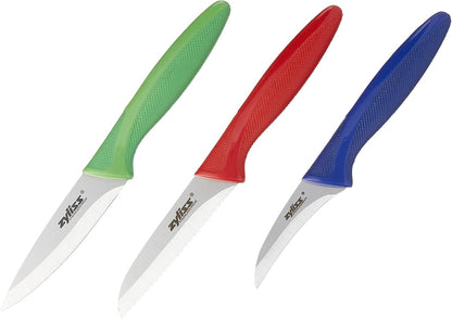 Zyliss 3-Piece Paring Knife Set with Covers – Blue, Green & Red