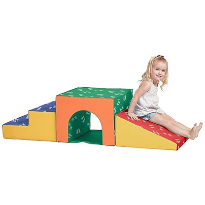 ECR4Kids SoftZone Single Tunnel Climber, Toddler Playset, Assorted, 3-Piece