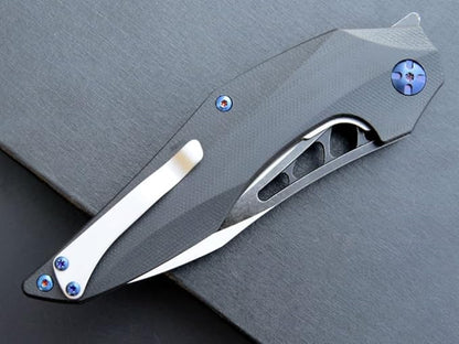 Eafengrow EF226 Folding Knives D2 Steel Blade and G10 Handle Knife Outdoor Camping Hiking EDC Tools (black)