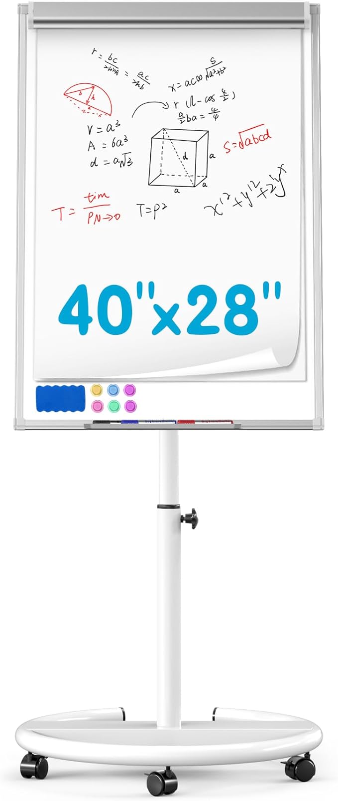 Mobile Dry Erase Board on Wheels 40 x 28 Inch-Magnetic Whiteboard Easel