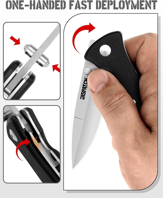 Folding Pocket Knife with Clip, 3" 8Cr13MoV Steel Drop Point Blade with G10 Handle, Liner Lock Pocket Knives for Men Women Outdoor Camping Hunting Hiking Survival Pocketknife