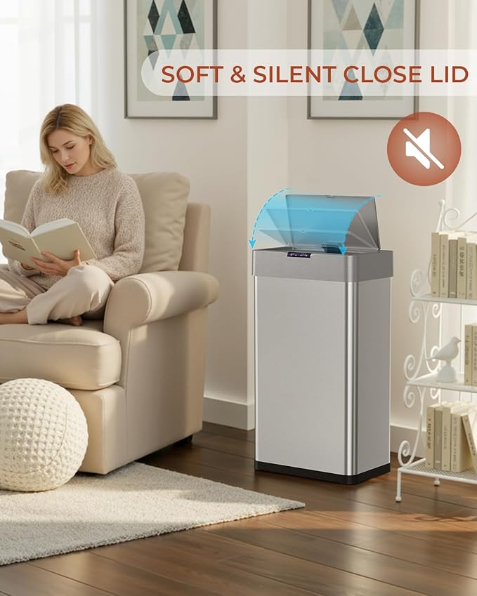 TLSUNNY 18.5 Gallon Motion Sensor Trash Can, Touchless Automatic Garbage Can