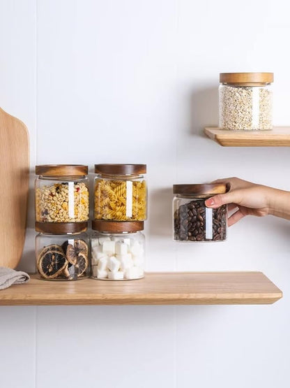 Kanwone Glass Storage Jars Set of 6, 17 Ounce Airtight Food Storage Containers