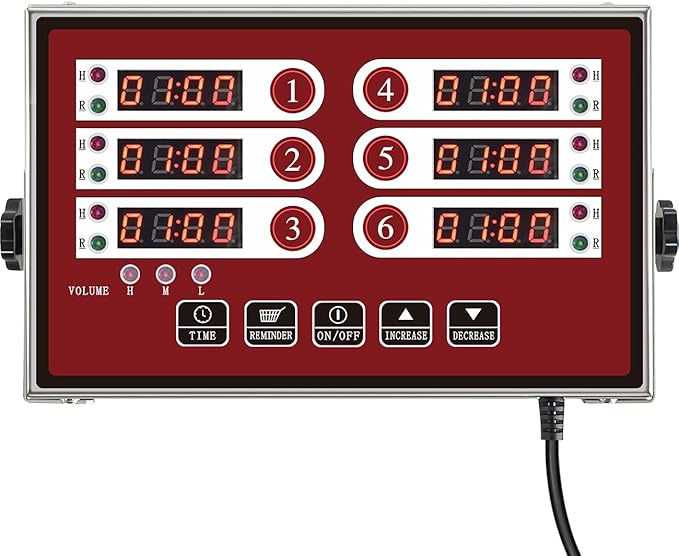Kitchen Timers for Cooking – 6 Channel Commercial Kitchen Timer Restaurant