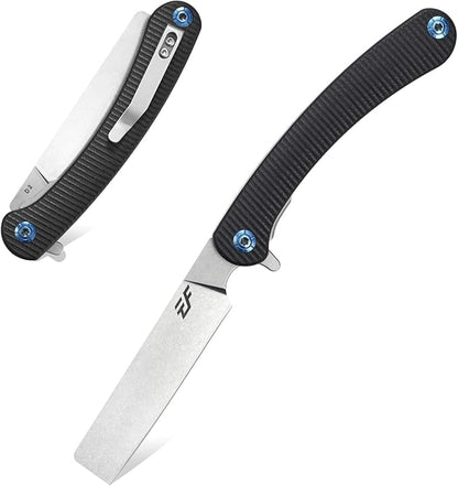 Eafengrow EF939 Folding Pocket Knife with D2 Steel Blade G10 Handle; EDC Pocket Folding Knife for Camping Survival and Outdoor (Black)