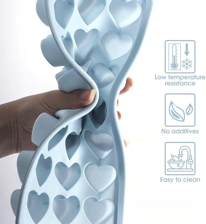 Heart Shape Ice Cube Tray, 21 Holes Silicone Ice Cube Mold