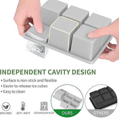 Large Ice Cube Tray for Whiskey: FDDBI Big Square Ice Cube Maker for Cocktail