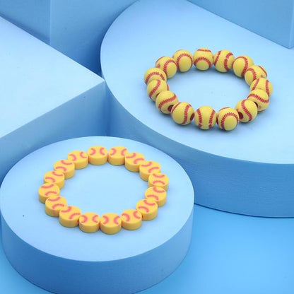 1600PCS Softball Sports Ball Polymer Clay Beads Charms for Friendship Bracelets Making Kit Cute Fun Beads DIY Arts Crafts Birthday Gifts for Kids Girls Softball Bead