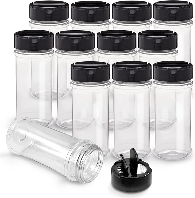 RoyalHouse 12 Pack 5.5 Oz Plastic Spice Jars