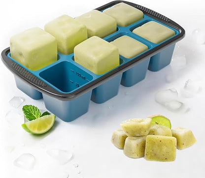 GORCI Ice Cube Tray For Freezer, 16 Large 1/2 Cub Cubes, Silicone Ice Trays For