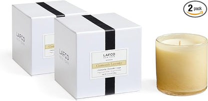 LAFCO New York Classic Candle, Chamomile Lavender - Pack of 2, 6.5 oz - 50-Hour Burn Time - Reusable, Hand Blown Glass Vessel - Made in The USA