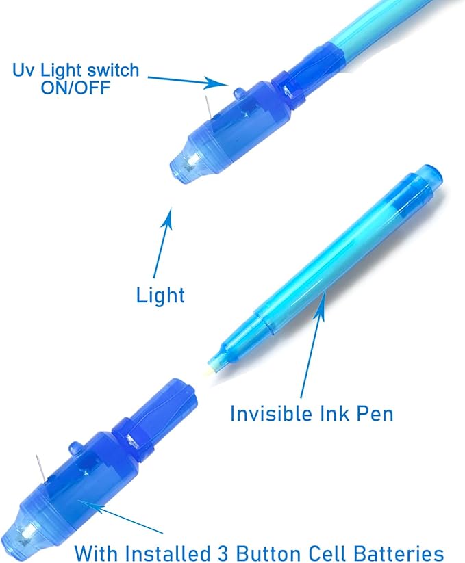 SCStyle Invisible Ink Pen 28Pcs with UV Light Magic Marker for Secret Messages, Writing Information for Birthdays, Easter, Halloween, Christmas Gifts for Students