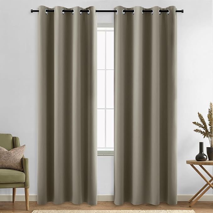 KOUFALL Taupe 52x96 Inches Long Blackout Curtains