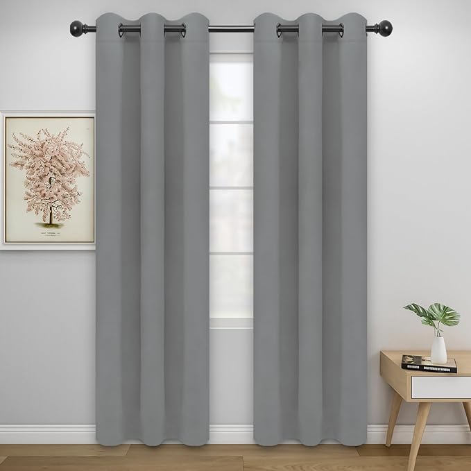 Easy-Going Blackout Curtains for Bedroom, Solid Thermal Insulated Grommet and