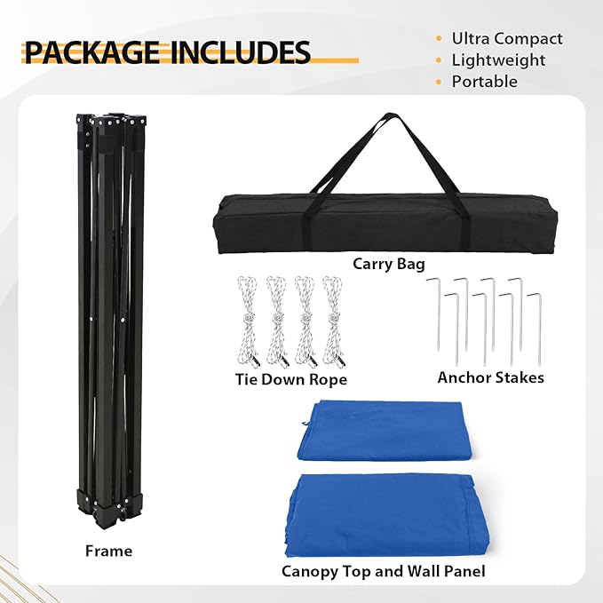 EAGLE PEAK Flex Compact 4x4 Pop-up Canopy Changing Room, Portable Privacy Dressing Room for Indoor Fashion Photoshoots, Camping, or Pool, Blue