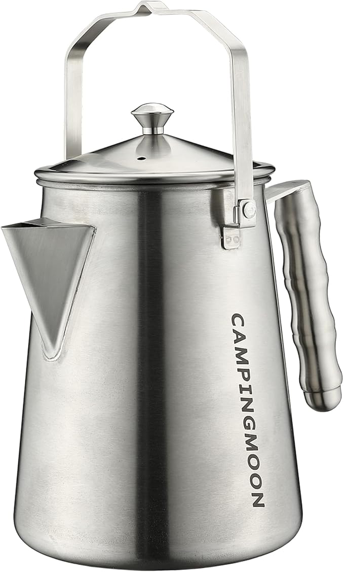 CAMPINGMOON 1.5L Campfire Kettle Stainless Steel Camping Coffee Pot Full capacity 1.86L SW-6