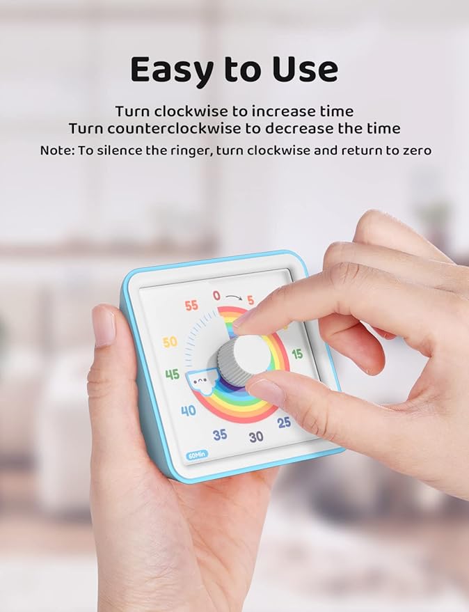 LIORQUE 60 Minute Visual Timer for Kids, Visual Countdown Timer for Classroom