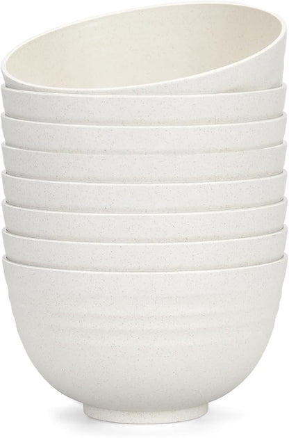 Homestockplus 24 Oz Unbreakable Cereal Bowls Set of 8 - Microwave & Dishwasher Safe Wheat Straw Fiber Bowls for Soup, Rice, Salad - Eco-Friendly and Robust 【Non Ceramic】