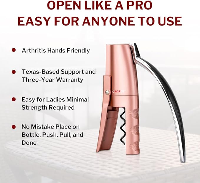 Forge Quality Compact Vertical Lever Corkscrew Wine Opener