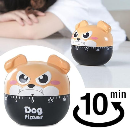 Cute Dog Kitchen Timer Manual Mechanical Rotating Alarm 55 Minutes Countdown
