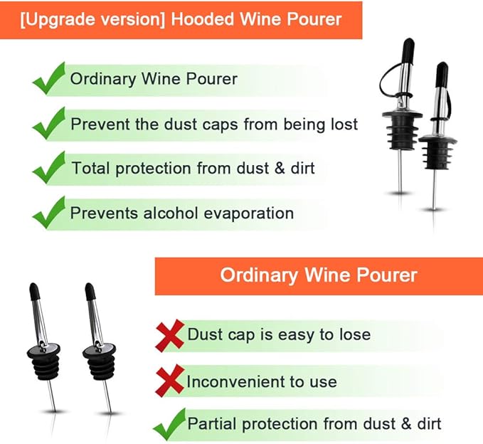 24PCS Liquor Pour Spout, Stainless Steel Bottle Pourers,