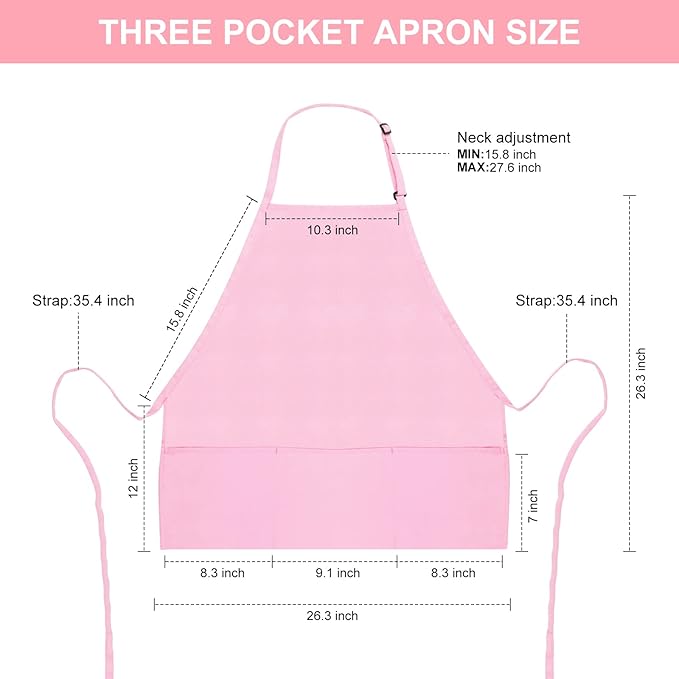 Jubatus 2 Pack 3 Pockets Adjustable Bib Apron Chef Kitchen Cooking Aprons