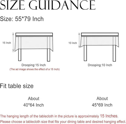 ISAENNE Designer Green Linen Table Cloth Rectangle,Floral French Country Indoor Tablecloth,Stain Resistant Home Decor Tablecloths for Dining Kitchen Thanksgiving Party,55"*79"-Brune