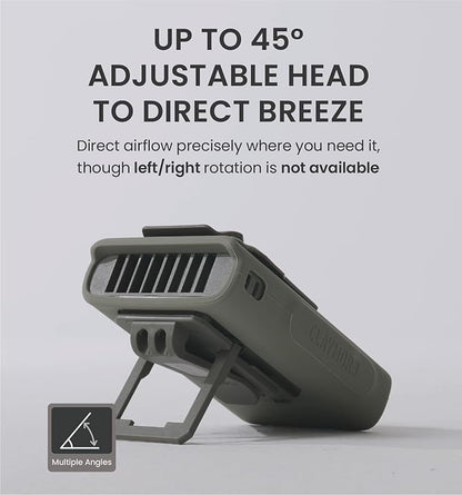 Claymore Clip Fan Khaki ??Portable Rechargeable Neck Waist Wearable Fan with 5200mAh Battery, 5-Speed Quiet BLDC Motor, Hands-Free Neck Strap Design, USB-C Charging Camping, Hiking, Outdoor Use