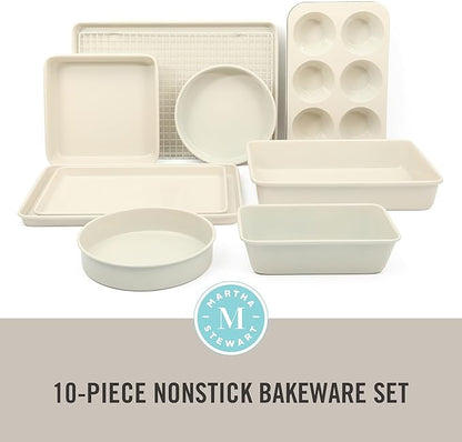 Martha Stewart Gallen 10 Piece Baking Pans Ceramic PFA Free Non Toxic Non Stick
