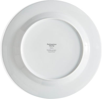 Portmeirion Home Stella 16 Piece Set - Monochrome Porcelain Dinnerware Collection with Patterned Borders, Mix & Match Designs - Ideal for Family Dining, Casual Entertaining & Modern Table Settings