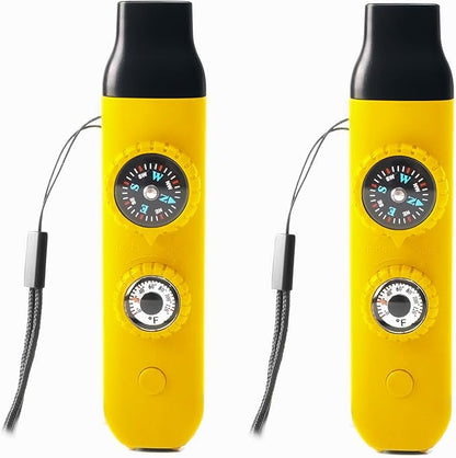 Emergency Survival Safety Whistle，Whistle for Kids with Lanyard,Compass,Thermometer,Ideal for Kayaking, Boating, Hiking, Camping, Climbing