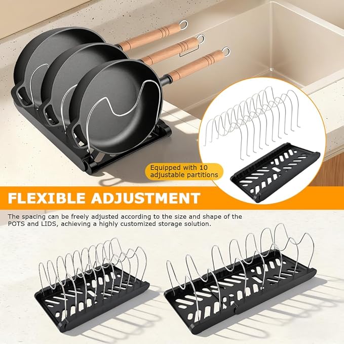 Expandable Pot and Pan Organizer Rack