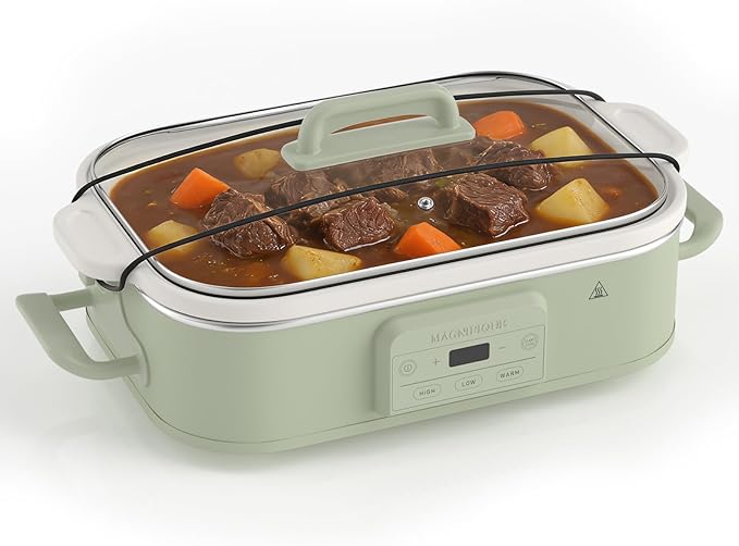 Magnifique 4 Quart Casserole Digital Slow Cooker, Premium Ceramic Bakeware