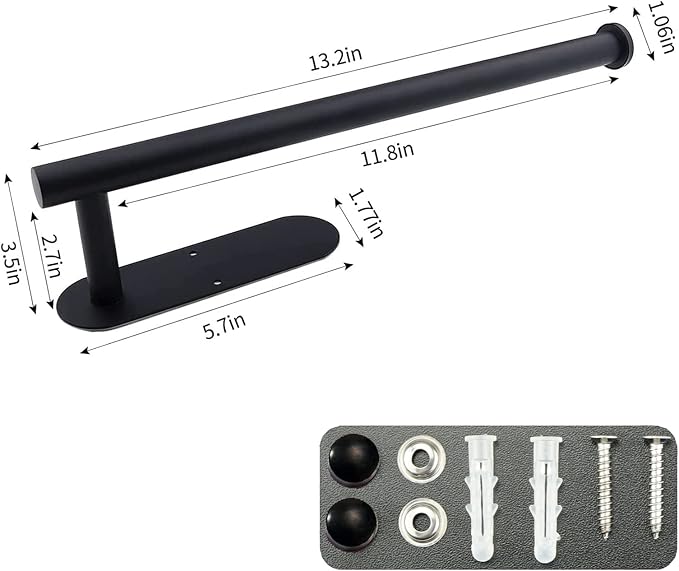 Paper Towel Holder with 2 Hooks-Under Cabinet Paper Towel Holder