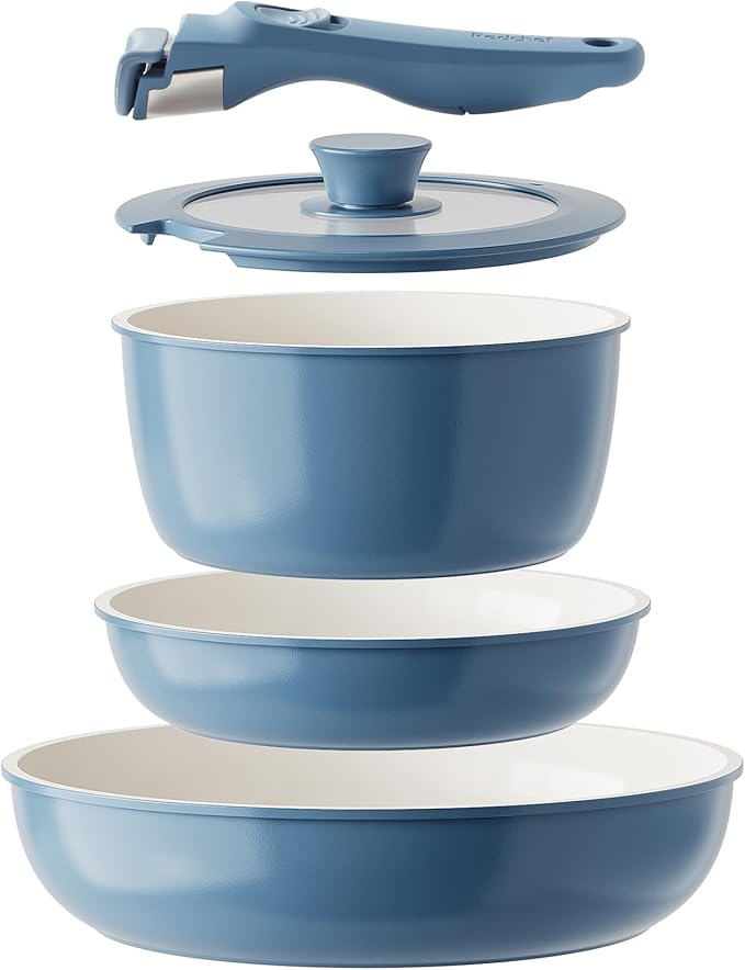 Redchef Ceramic Cookware Set, Removable Handle Pots and Pans Non-Stick
