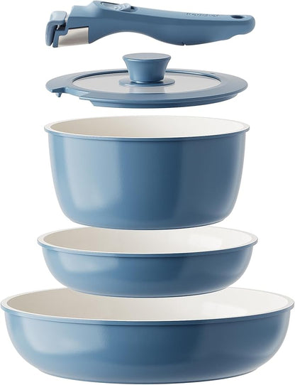 Redchef Ceramic Cookware Set, Removable Handle Pots and Pans Non-Stick