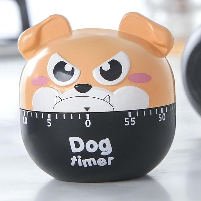 Cute Dog Kitchen Timer Manual Mechanical Rotating Alarm 55 Minutes Countdown