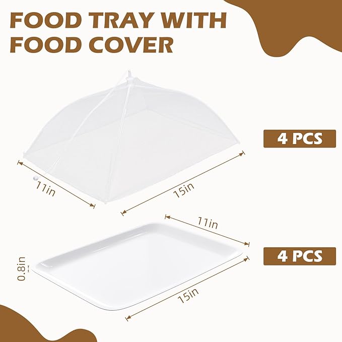 Baderke 8 Pack Plastic Serving Trays