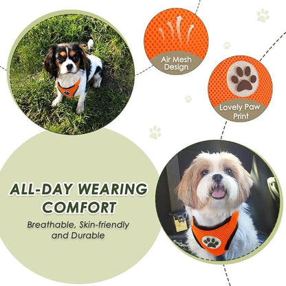 Lukovee Dog Car Harness Seat Belt, Adjustable Mesh Breathable Vest with Elastic Bungee Tether, Soft Padded 2-in-1 Safety Car Harness Seatbelt for Small Medium Large Dogs (Orange,XXS)