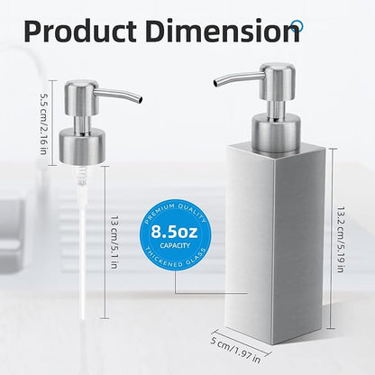 Soap Dispenser with Rust Proof Stainless Steel Pump Refillable
