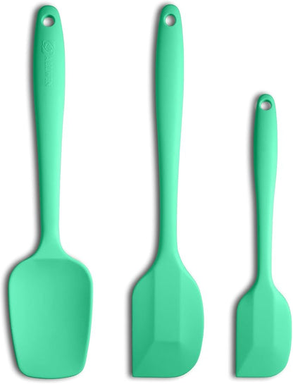 Silicone Spatula 3-piece Set, Ergonomic Handle High Heat-Resistant Spatulas, Non-stick Rubber Spatulas with Stainless Steel Core, Macaron Green