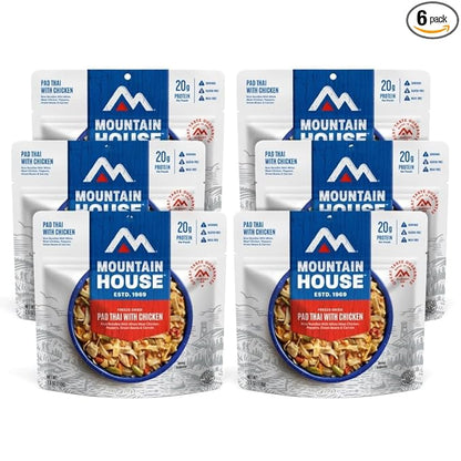 Mountain House Pad Thai with Chicken Freeze Dried Backpacking & Camping Food 6-Pack Gluten-Free
