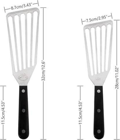 Fish Spatula, 2 Pack Stainless Steel Metal Spatula, Slotted Spatulas for Cooking, Flipping, Turning, Frying and Grilling