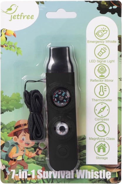 Multifunctional Survival Emergency Whistle for Kids with Compass Hiking Survival, Thermometer & Neck Lanyard | Emergency Safety Gear for Hiking, Camping, Kayaking, Boating, Climbing